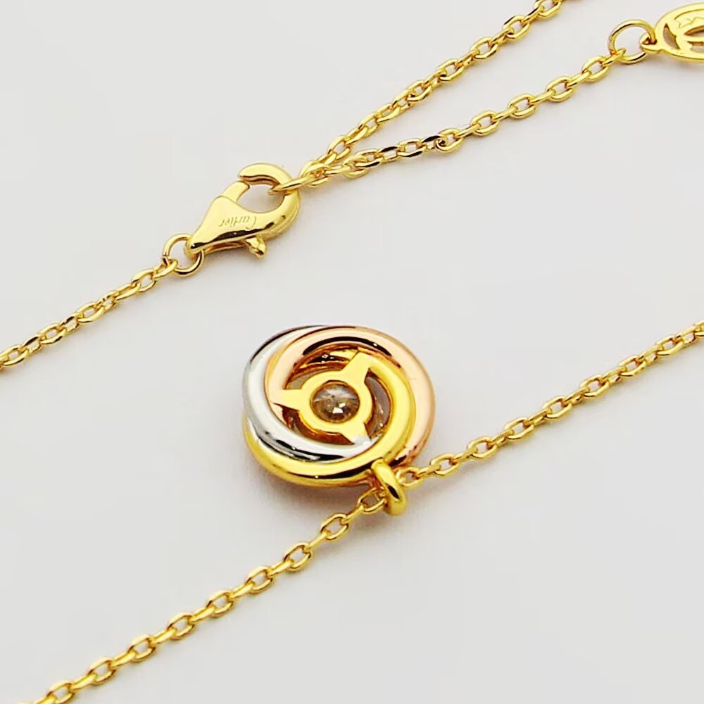 tricolor crystal delicate Necklace for women - alternate angle view 9