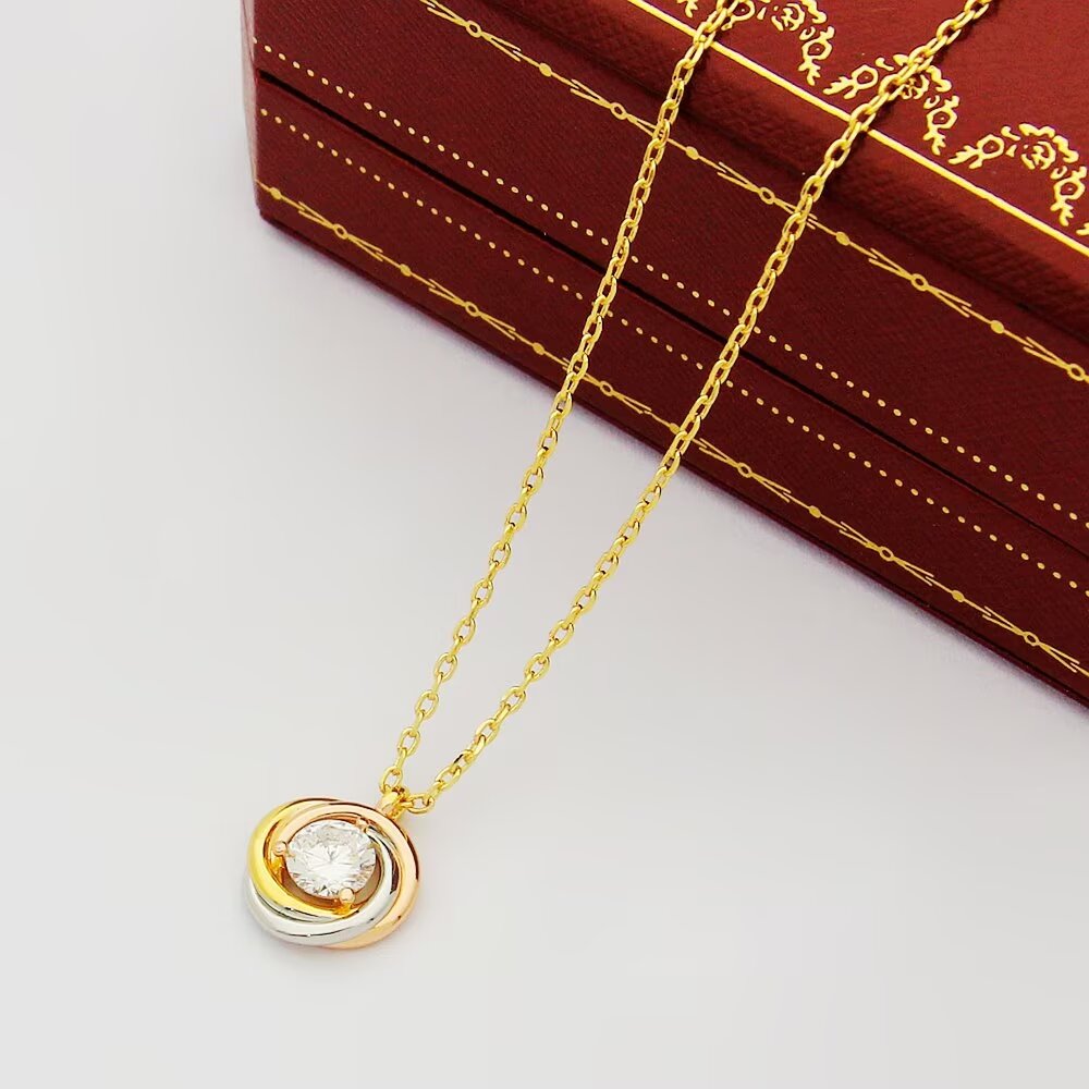 tricolor crystal delicate Necklace for women - alternate angle view 6