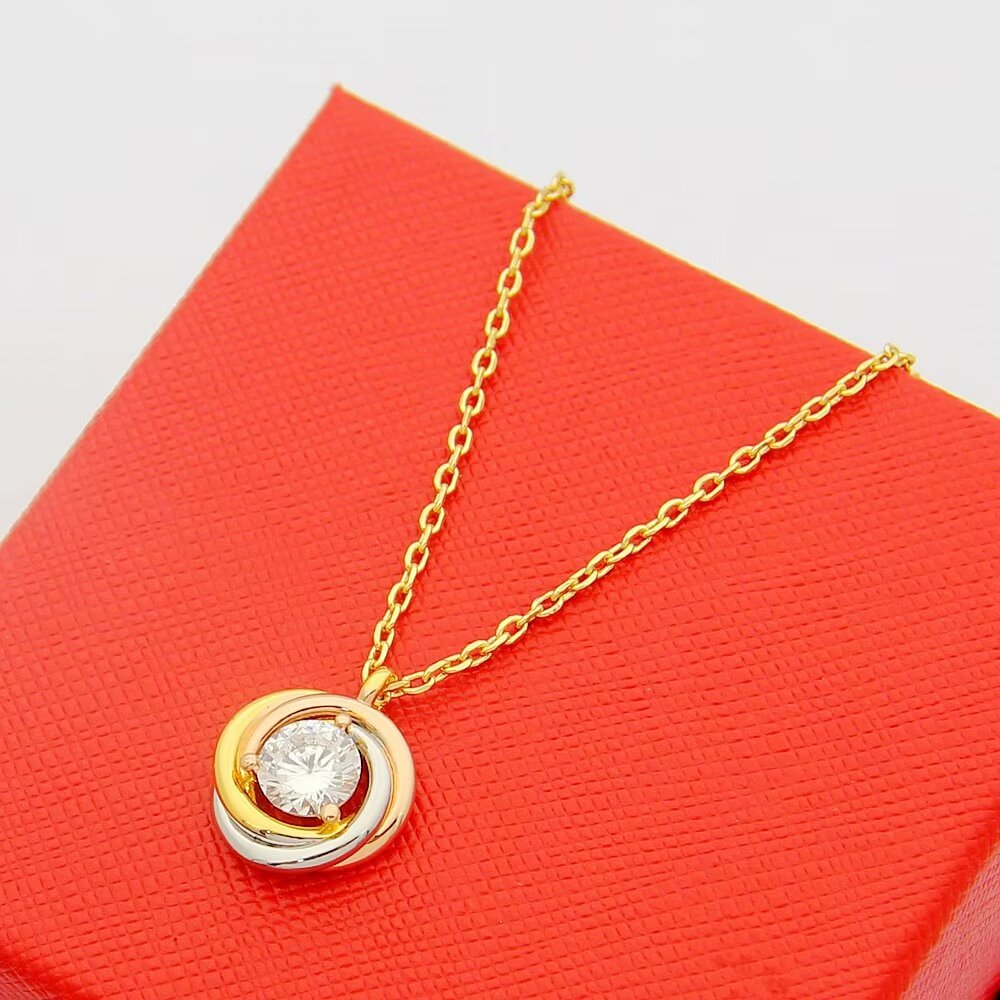 tricolor crystal delicate Necklace for women - alternate angle view 8
