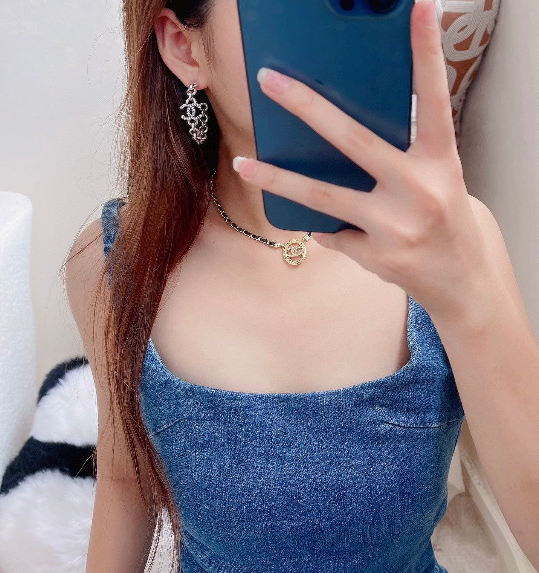 gray crystal elegant Drop Earrings for women - alternate angle view 6