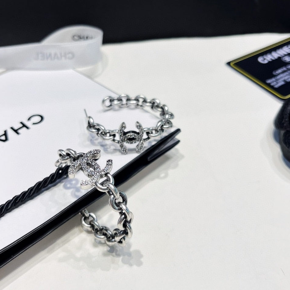 gray crystal elegant Drop Earrings for women - product detail view