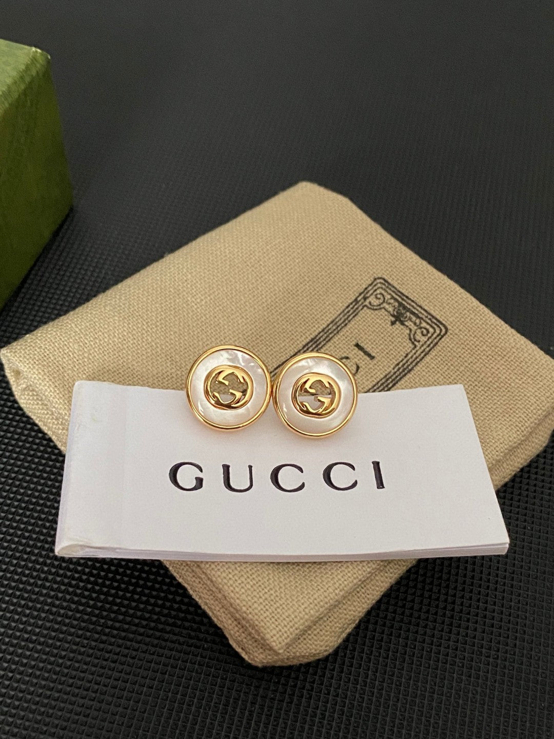 white sterling silver letter Stud Earrings for women - alternate angle view 3