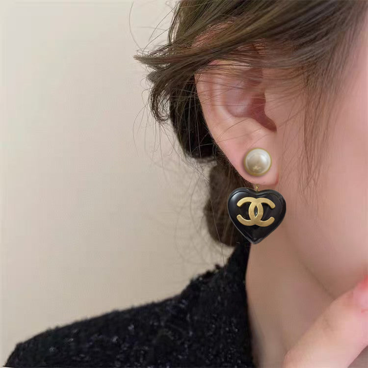 pearl heart Drop Earrings for women - alternate angle view 6