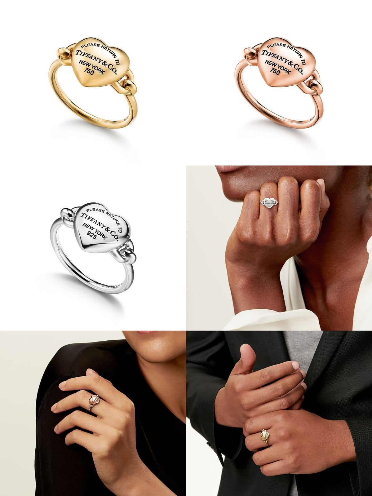 gold heart Ring for women - product detail view