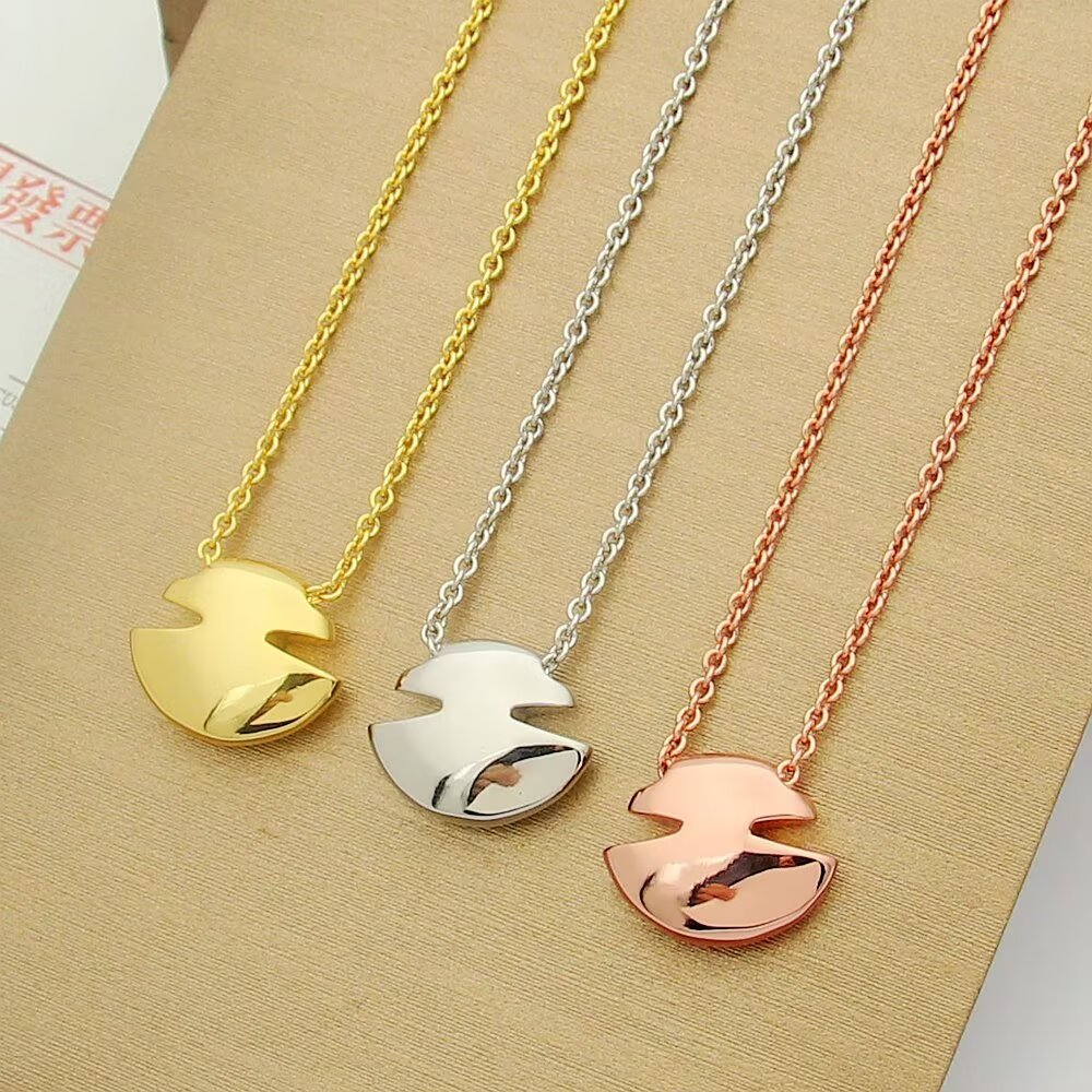 gold crystal unisex Necklace for men - alternate angle view 2