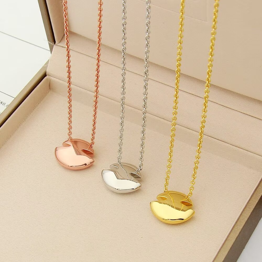 gold crystal unisex Necklace for men - alternate angle view 4