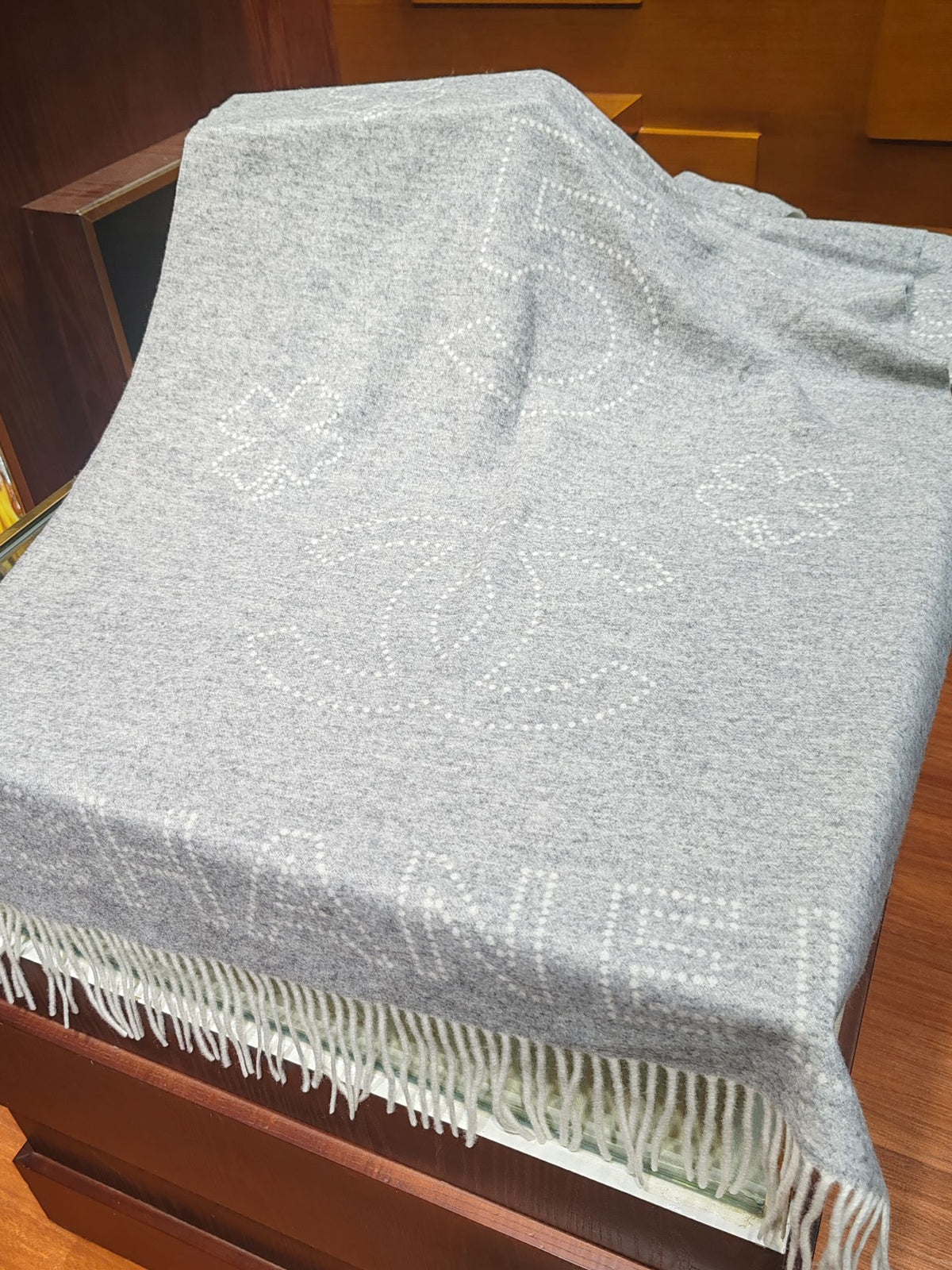 gray velvet Shawl for women - alternate angle view 3