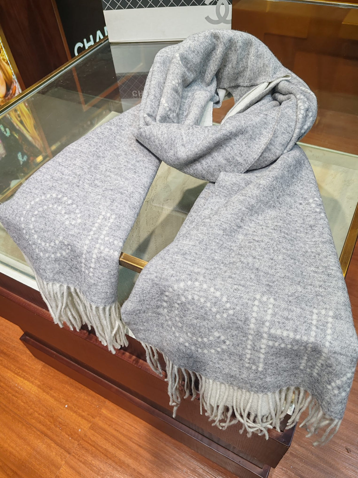 gray velvet Shawl for women - alternate angle view 2