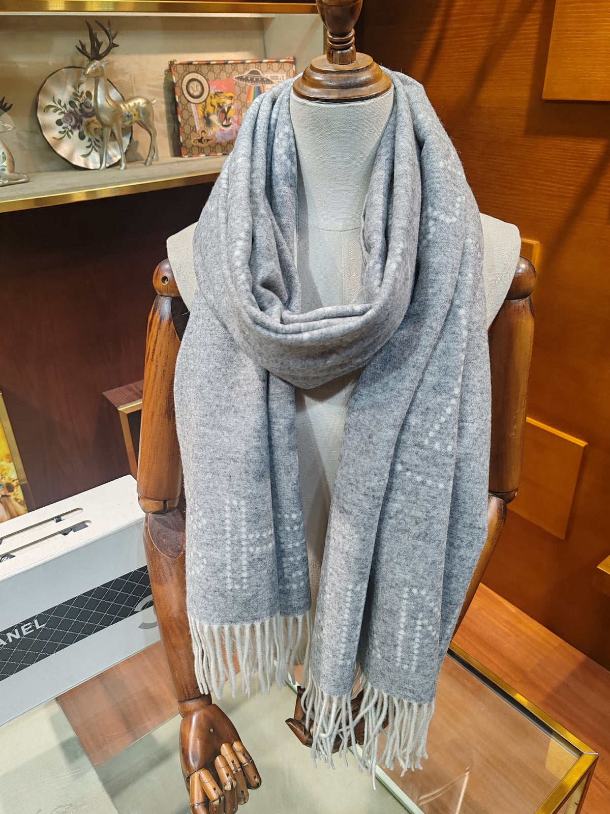 gray velvet Shawl for women - product detail view