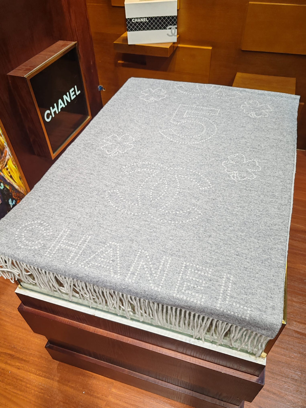 gray velvet Shawl for women - alternate angle view 8