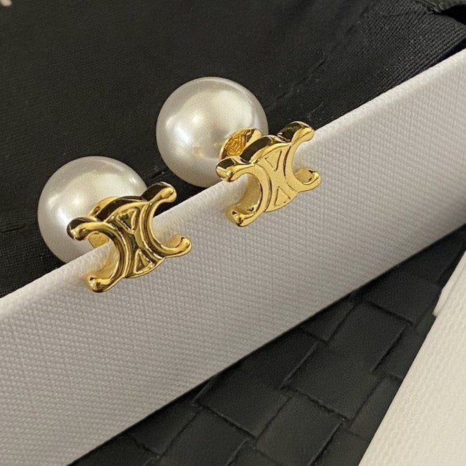 yellow brass letter Drop Earrings for women - alternate angle view 6