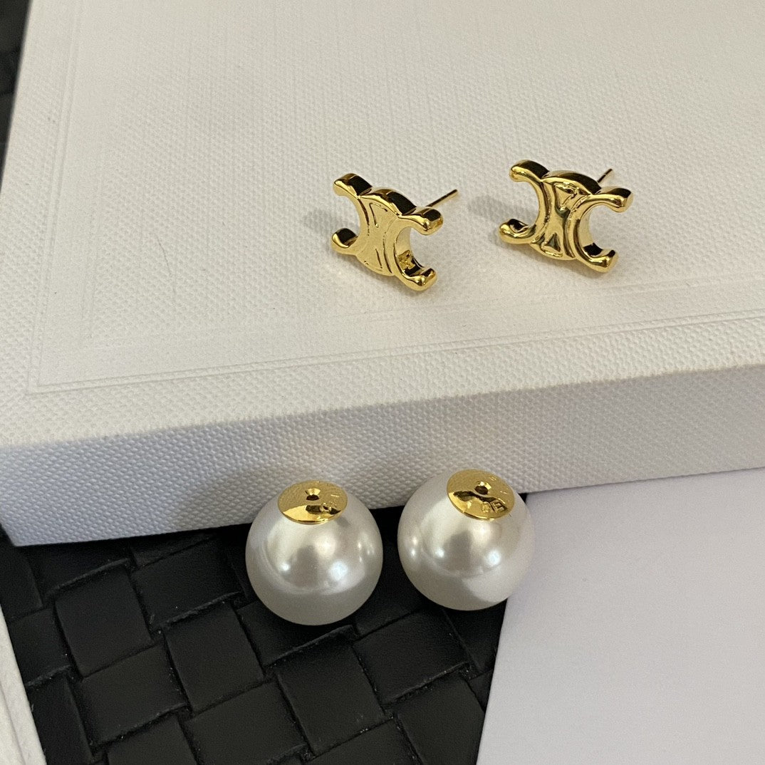 yellow brass letter Drop Earrings for women - alternate angle view 3