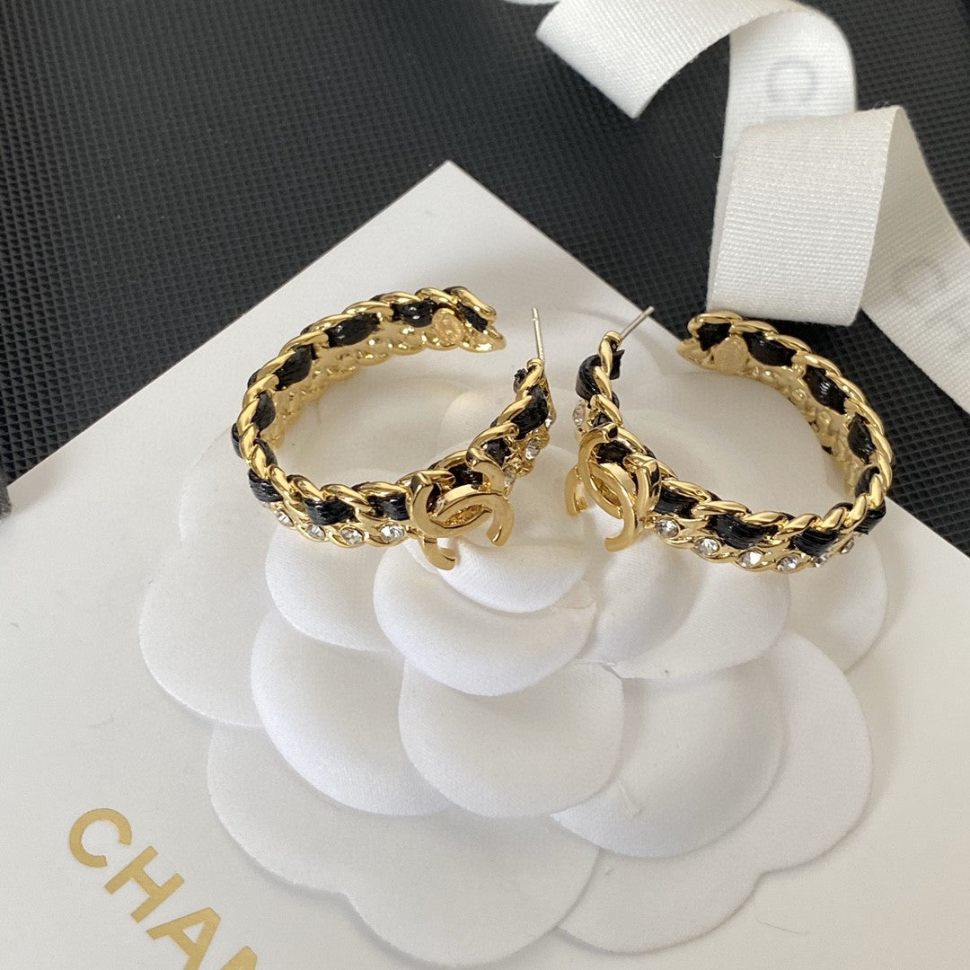 yellow brass letter Stud Earrings for women - alternate angle view 4
