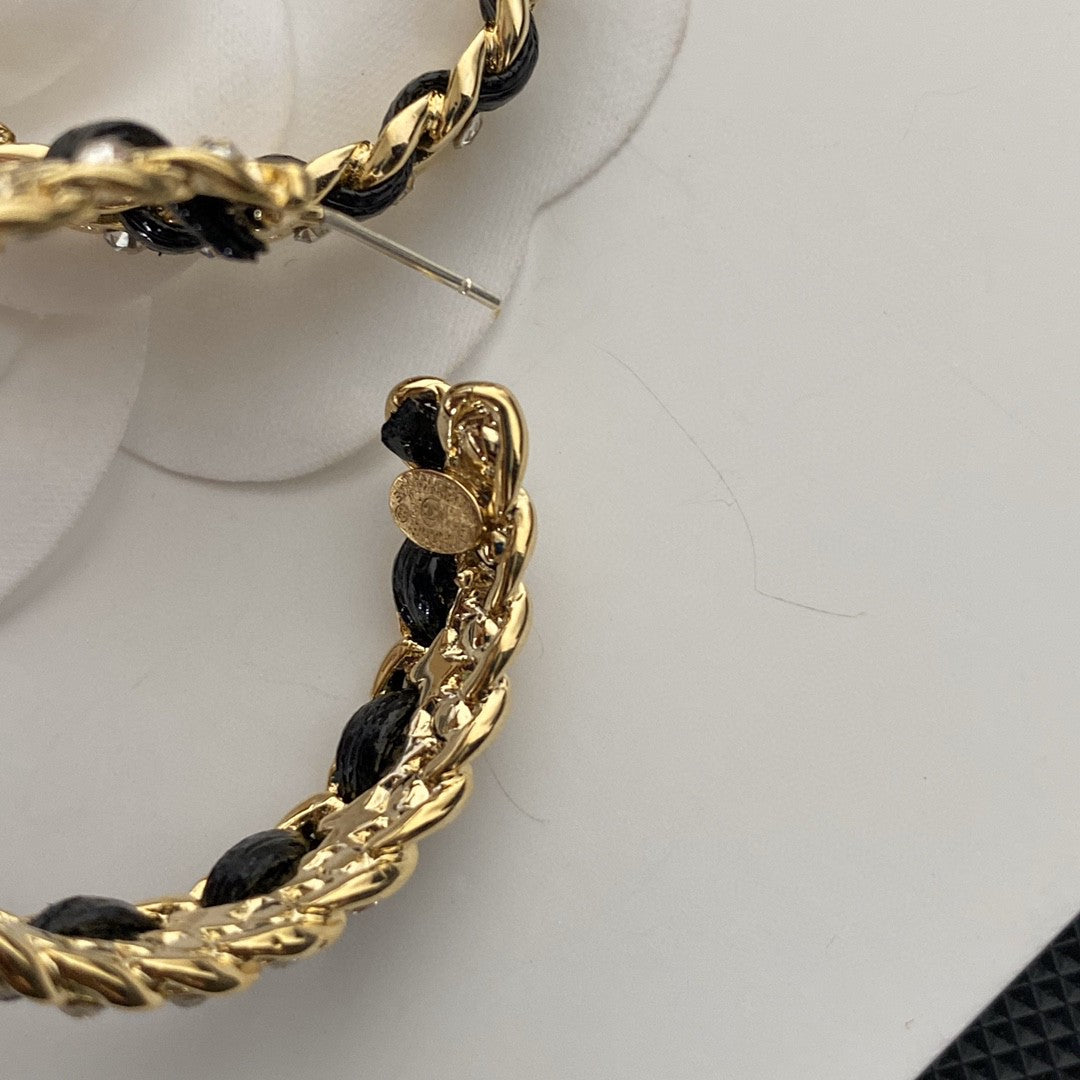 yellow brass letter Stud Earrings for women - alternate angle view 5