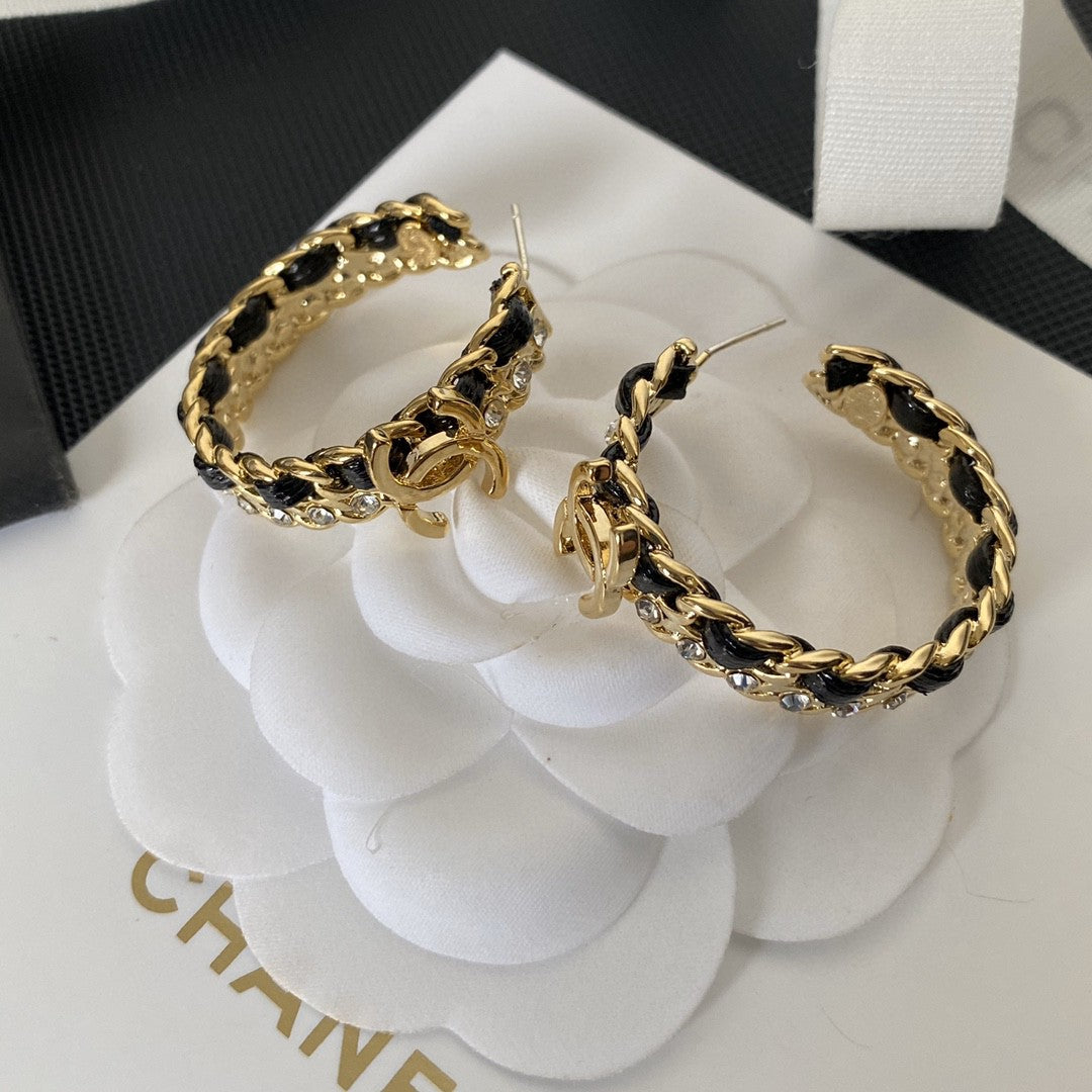 yellow brass letter Stud Earrings for women - product detail view