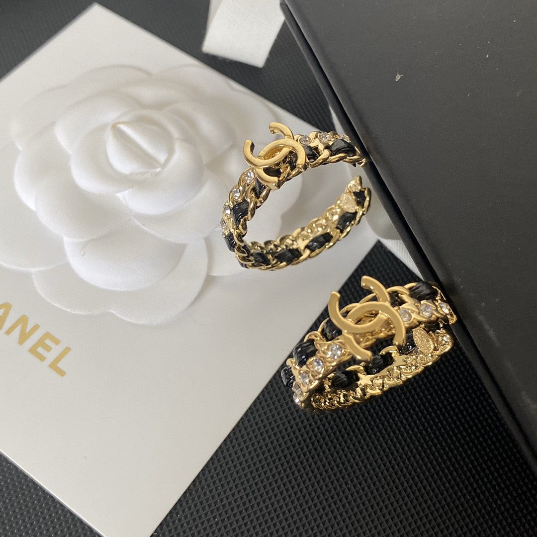 yellow brass letter Stud Earrings for women - alternate angle view 9