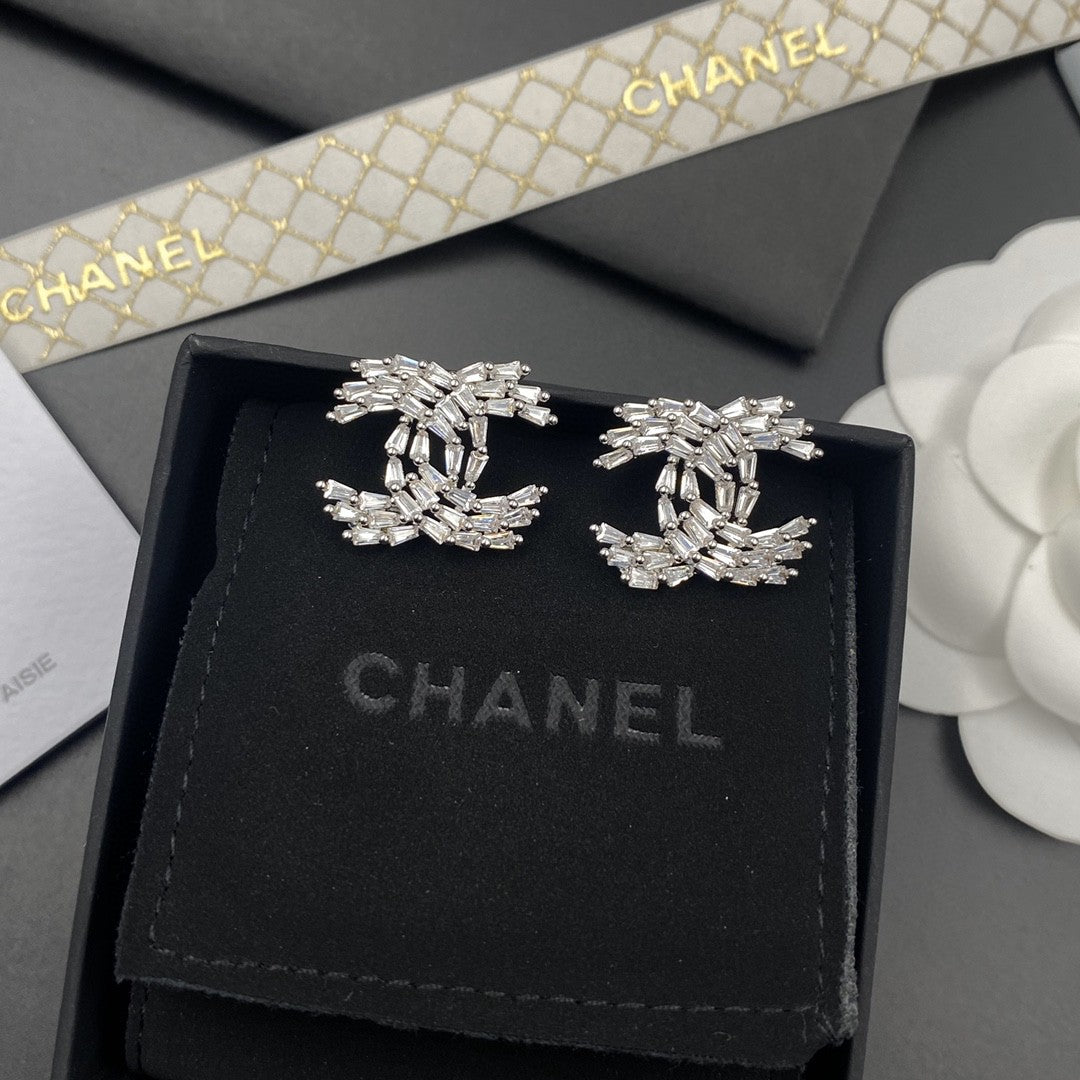red crystal letter Drop Earrings for women - product detail view