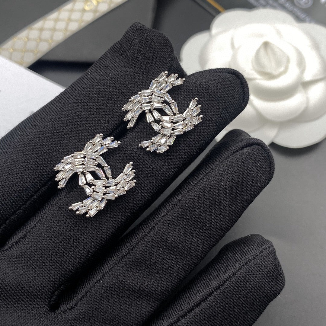 red crystal letter Drop Earrings for women - alternate angle view 4