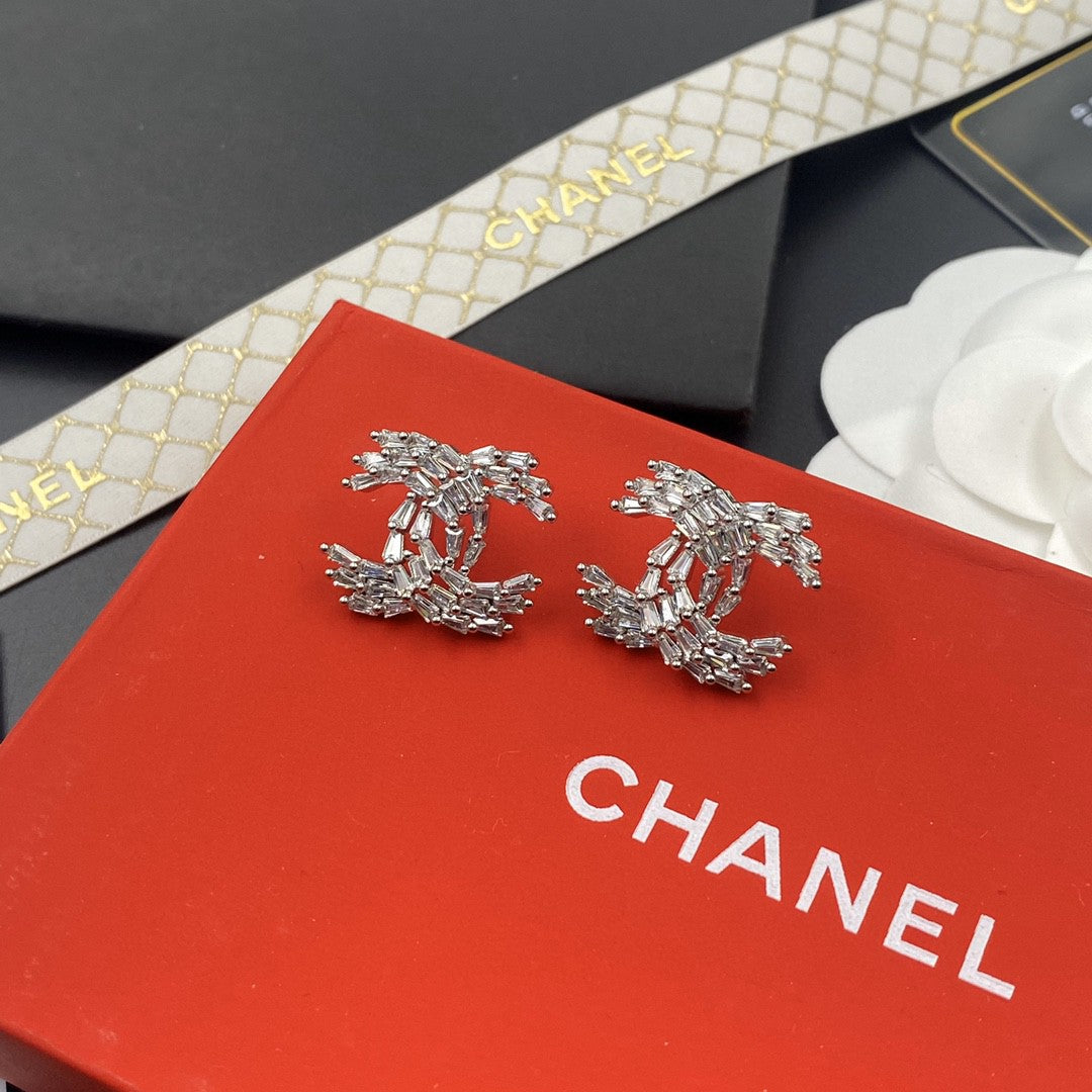 red crystal letter Drop Earrings for women - alternate angle view 3