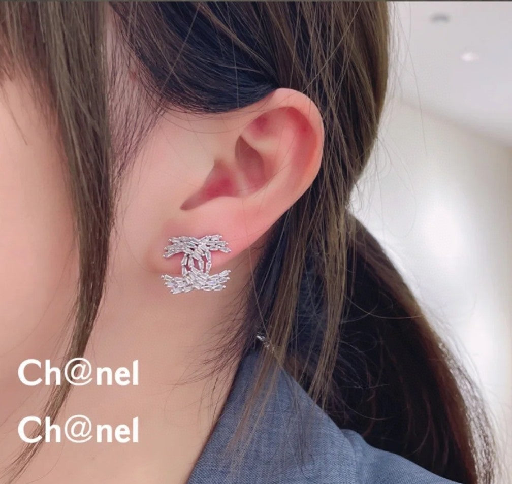 red crystal letter Drop Earrings for women - alternate angle view 2