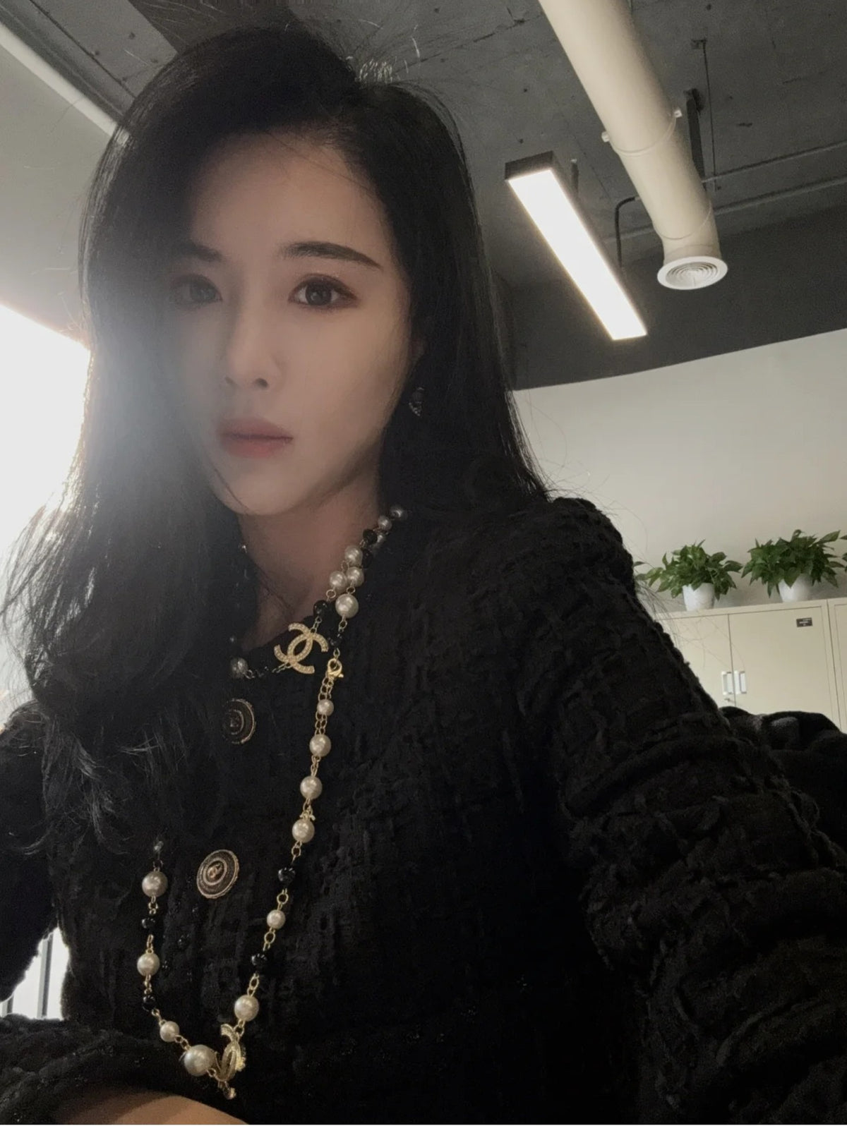 black and white pearl letter Sweater for women - alternate angle view 2