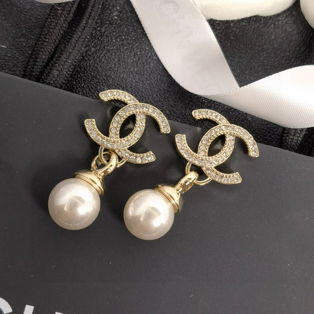 pearl letter Drop Earrings for women - alternate angle view 6