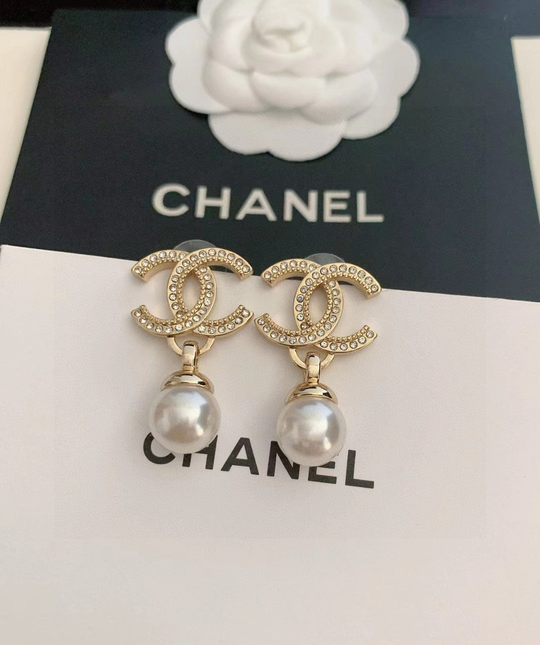 pearl letter Drop Earrings for women - product detail view