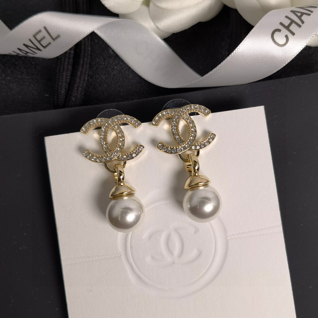 pearl letter Drop Earrings for women - alternate angle view 7