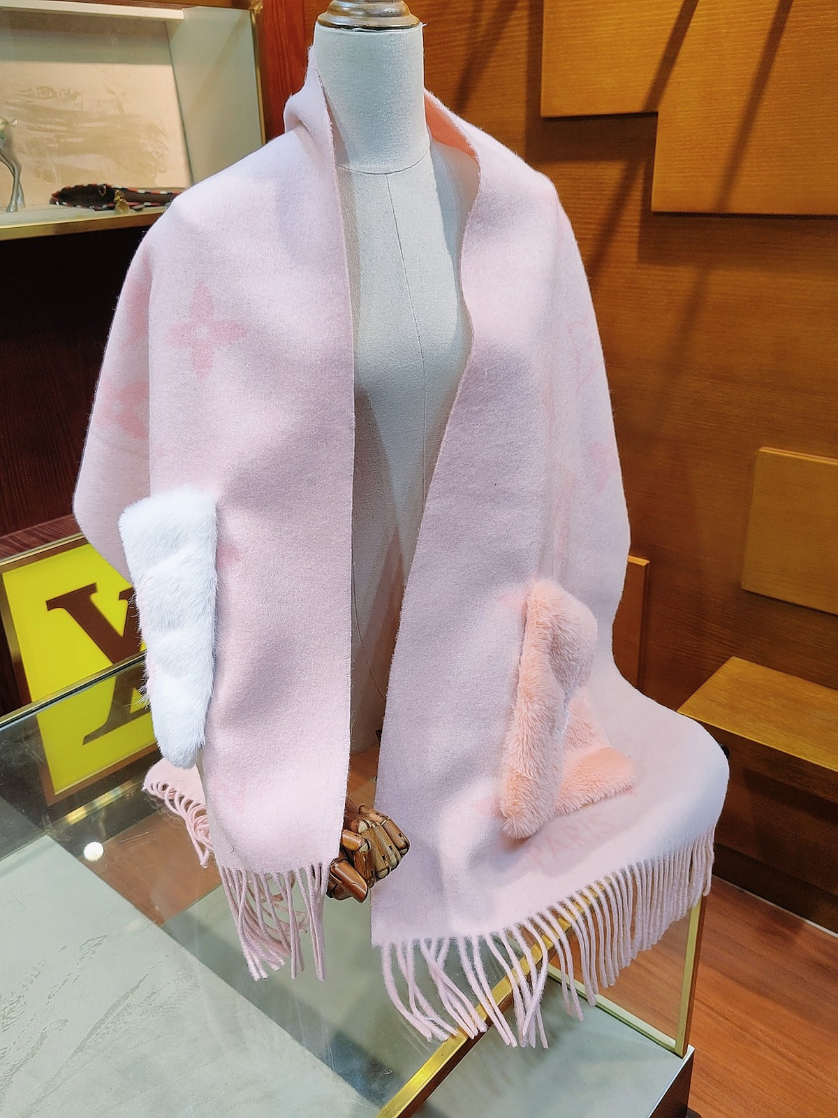 leather inlaid Shawl for women - alternate angle view 2