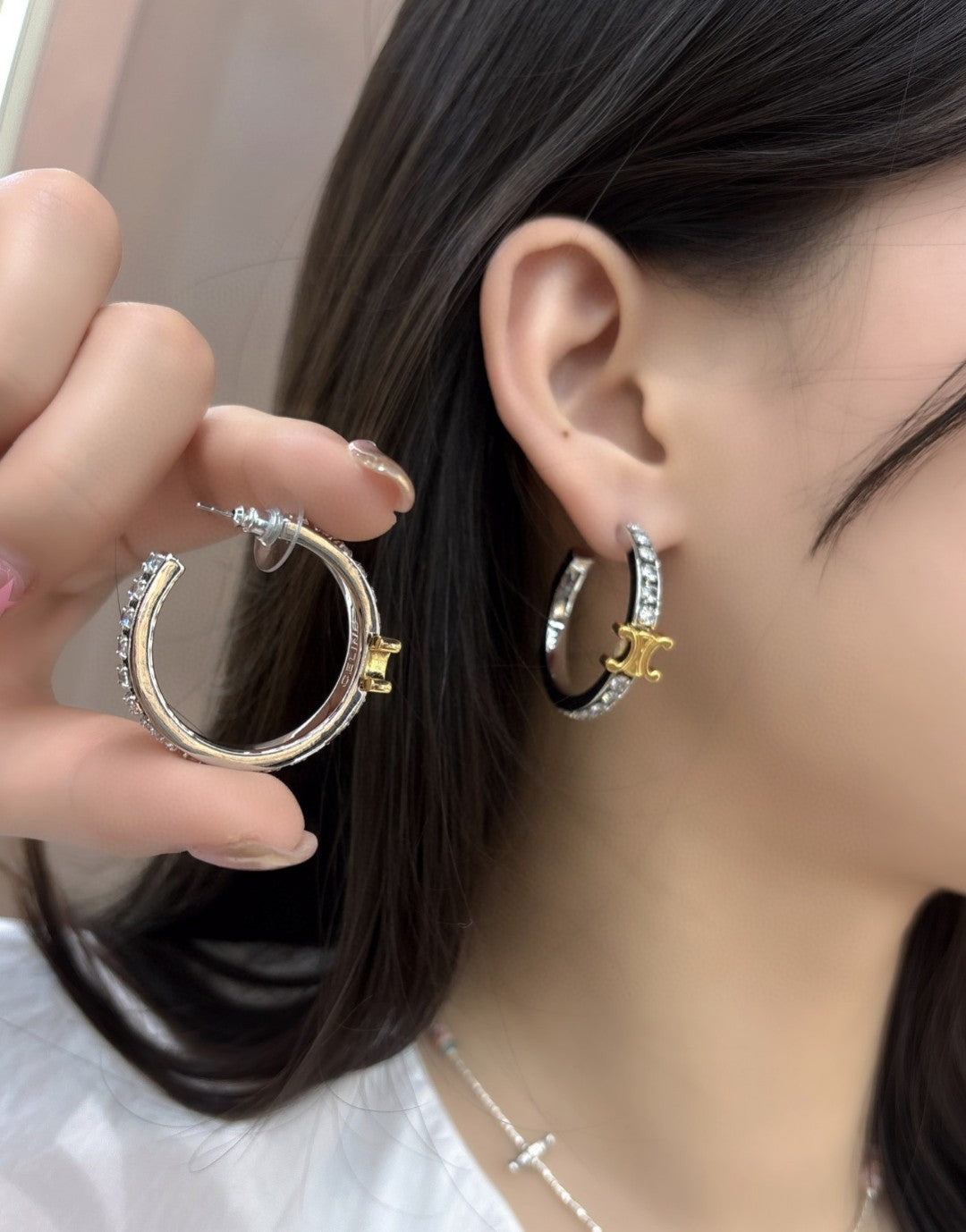 red letter Drop Earrings for women - alternate angle view 6