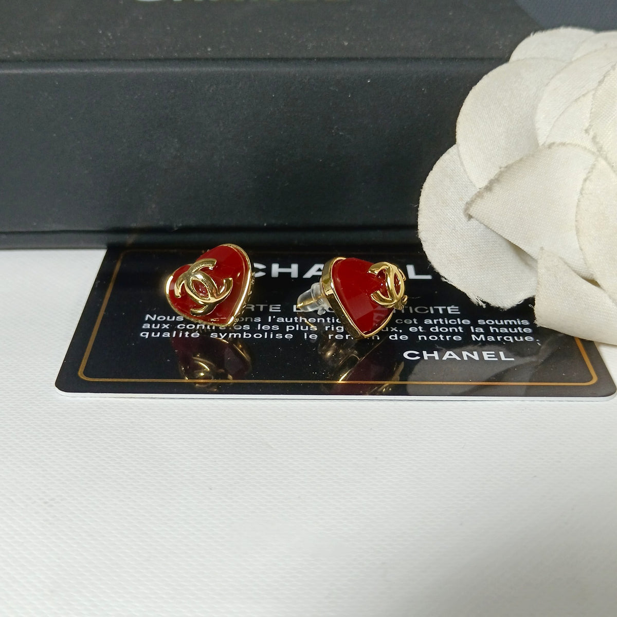 red silver post heart Drop Earrings for women - alternate angle view 9