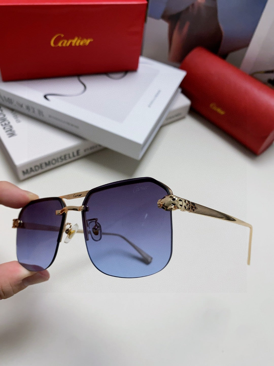 gold metal sun Sunglasses for men - alternate angle view 6