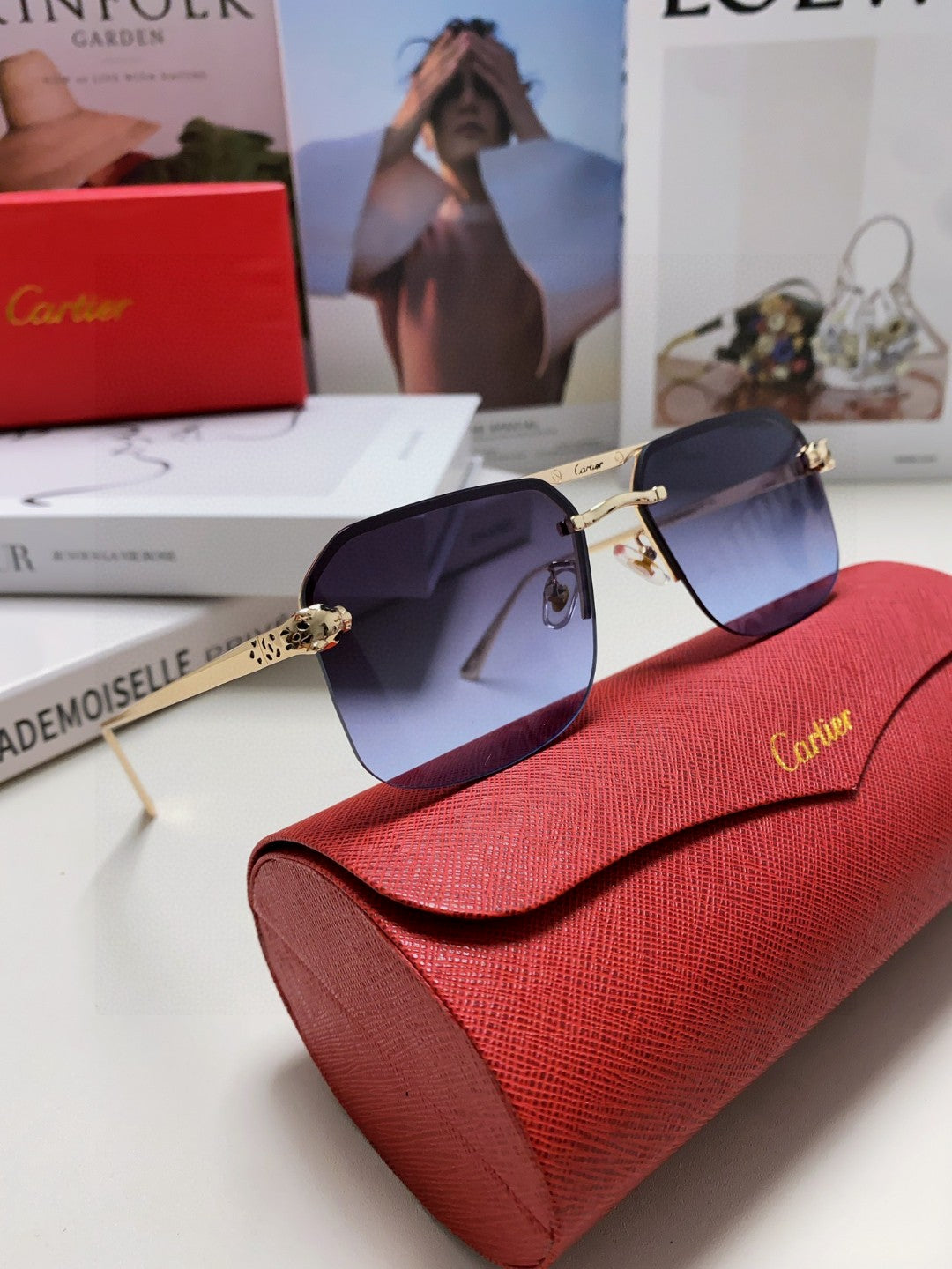 gold metal sun Sunglasses for men - alternate angle view 8