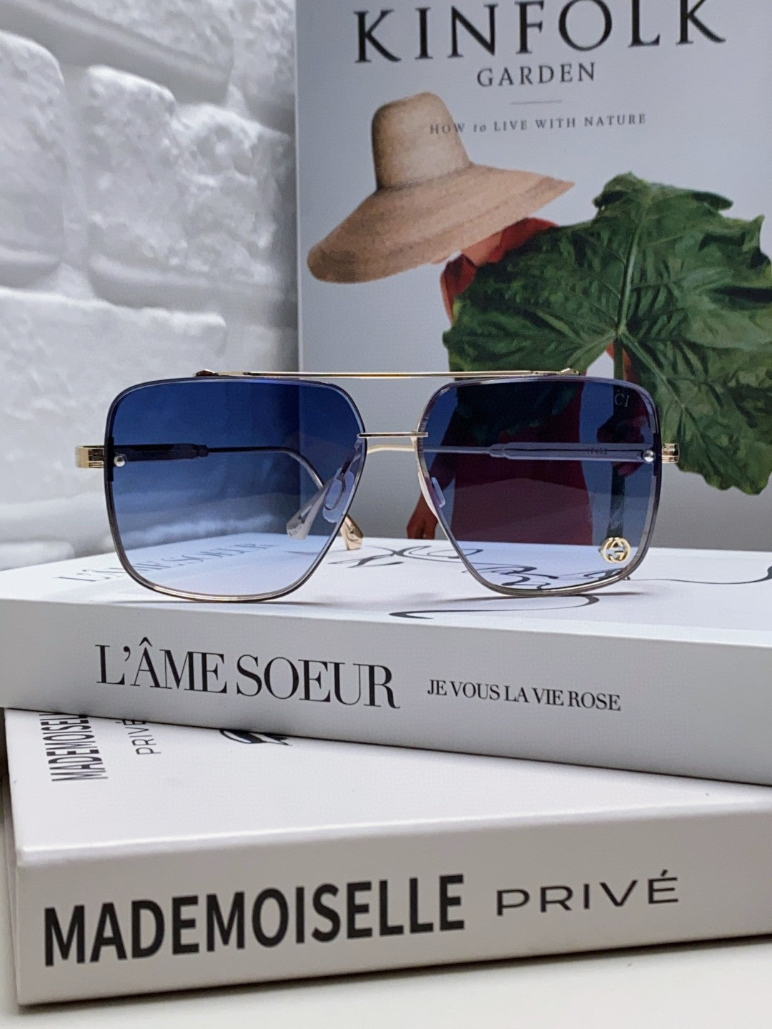 gold metal sun Sunglasses for men - alternate angle view 2