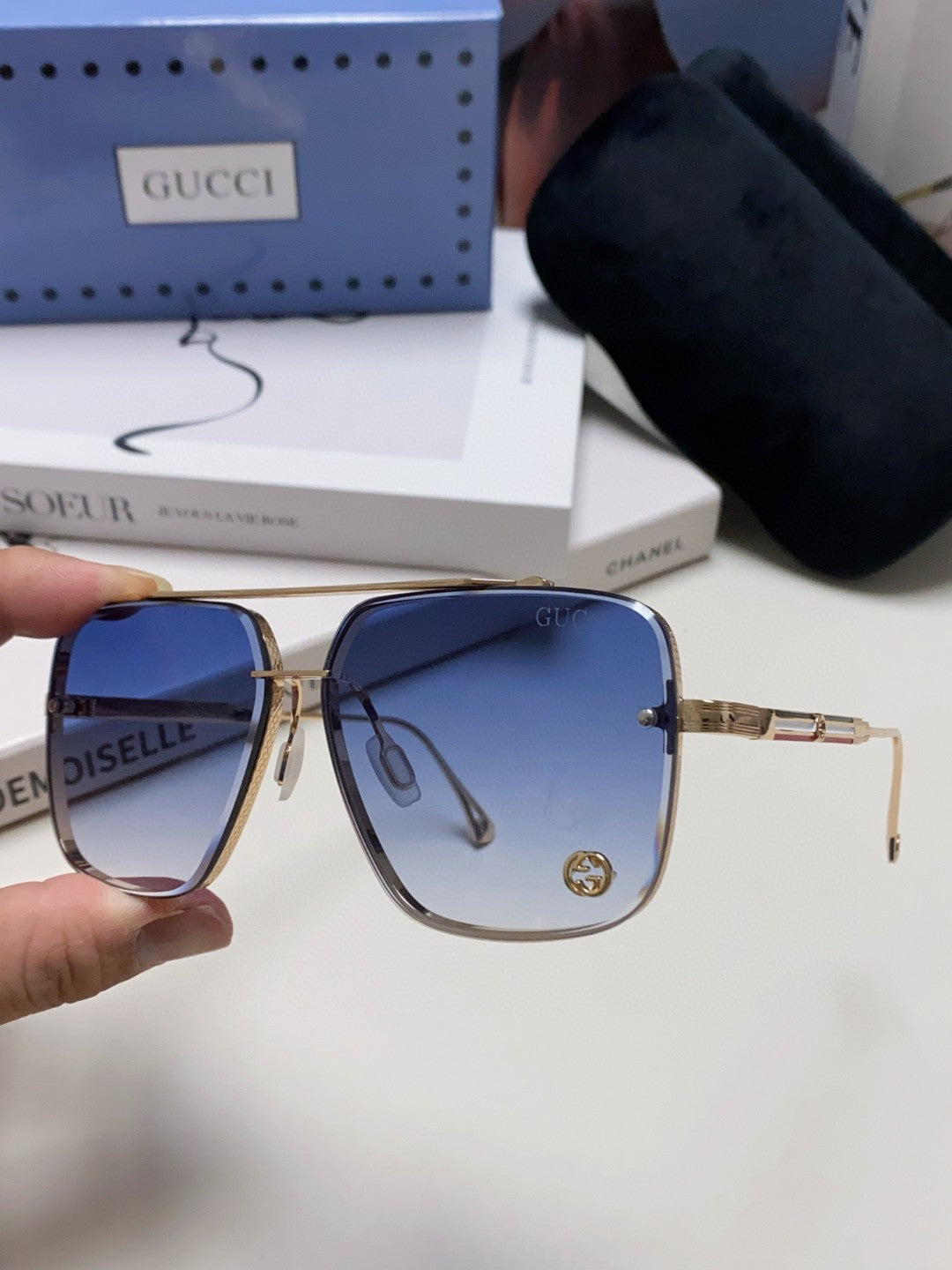 gold metal sun Sunglasses for men - alternate angle view 6