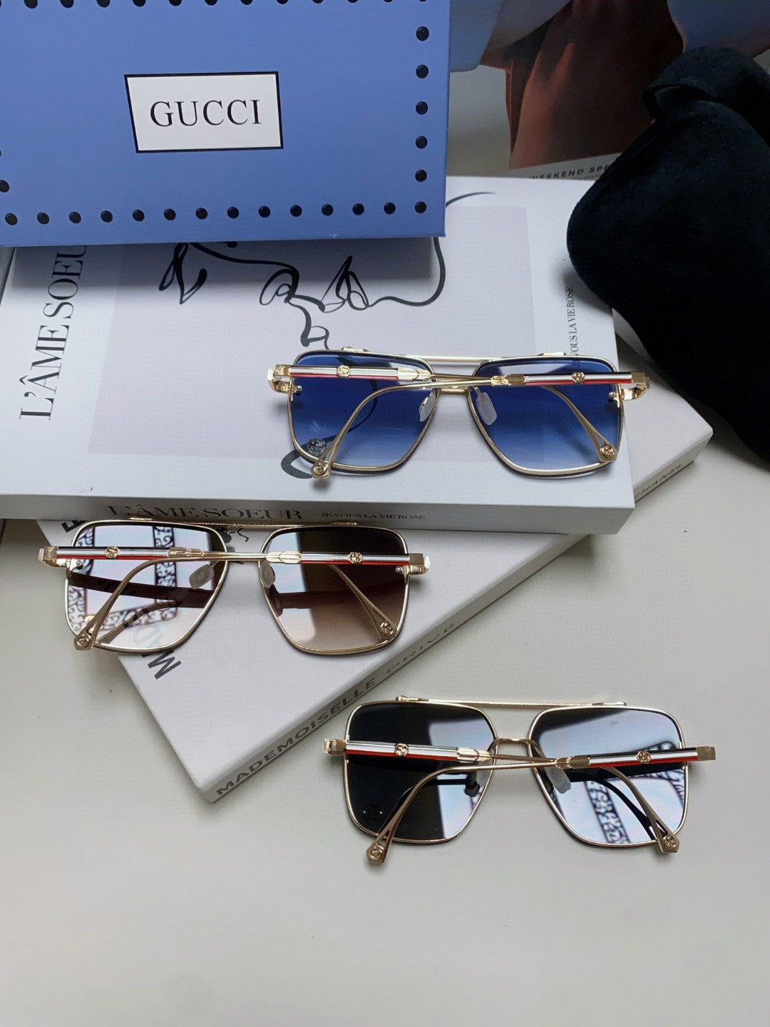 gold metal sun Sunglasses for men - alternate angle view 9