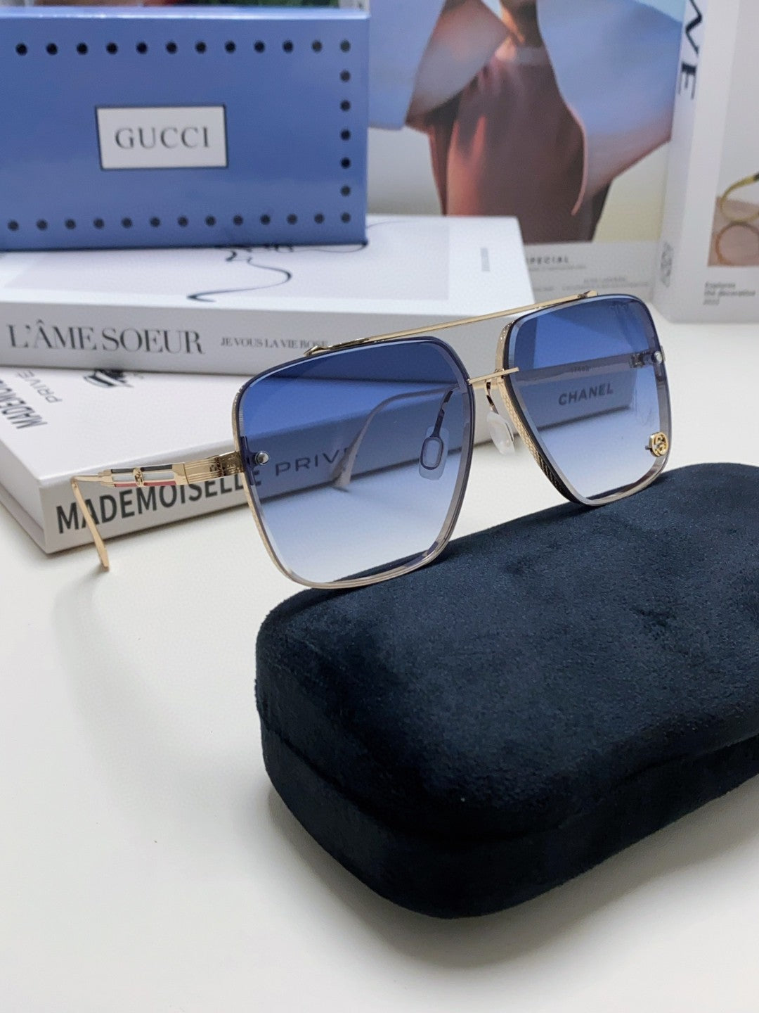 gold metal sun Sunglasses for men - alternate angle view 8