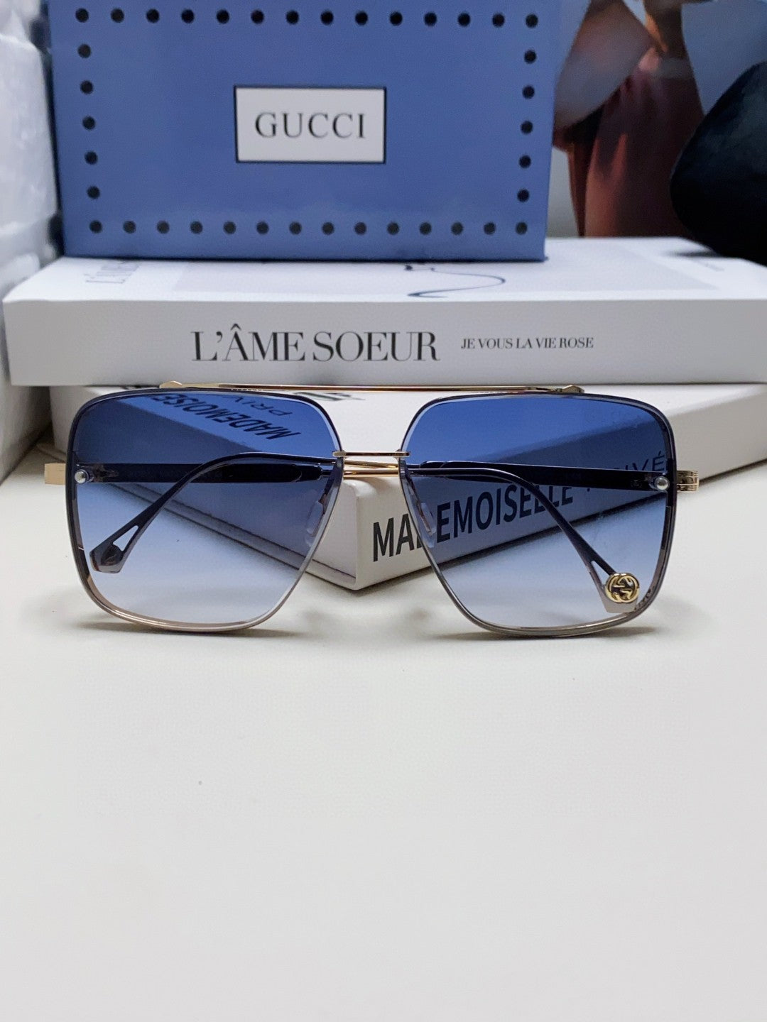 gold metal sun Sunglasses for men - alternate angle view 7