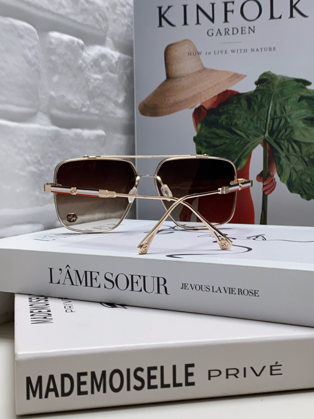 gold metal sun Sunglasses for men - alternate angle view 3
