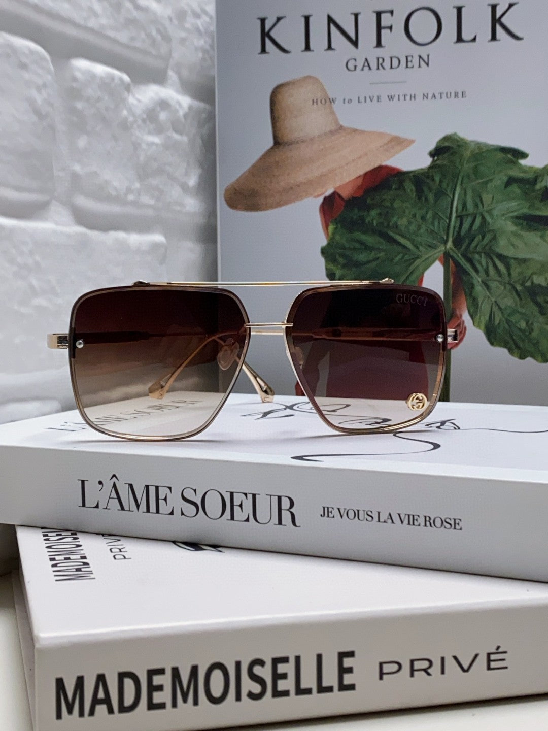 gold metal sun Sunglasses for men - alternate angle view 2