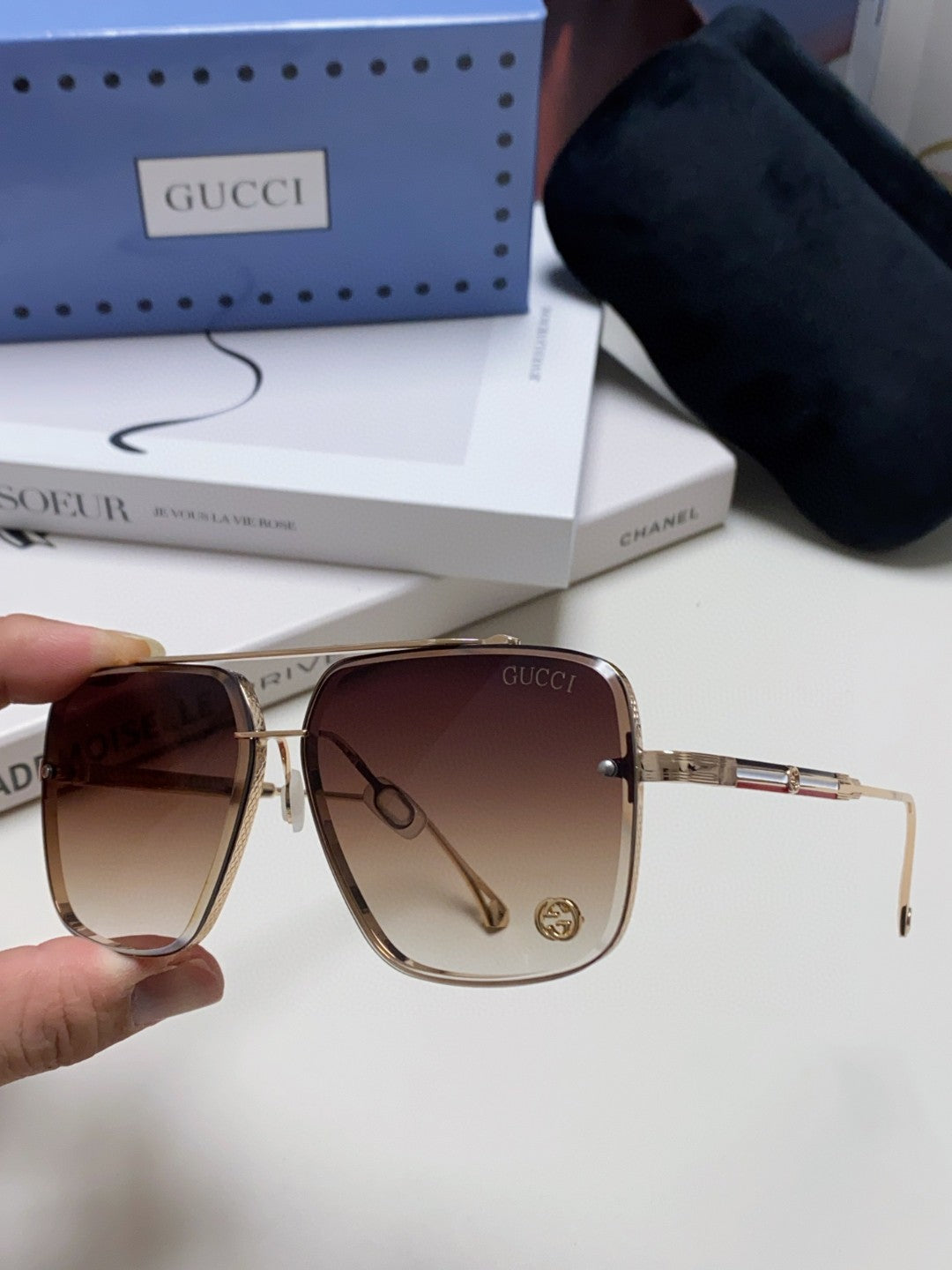 gold metal sun Sunglasses for men - alternate angle view 6