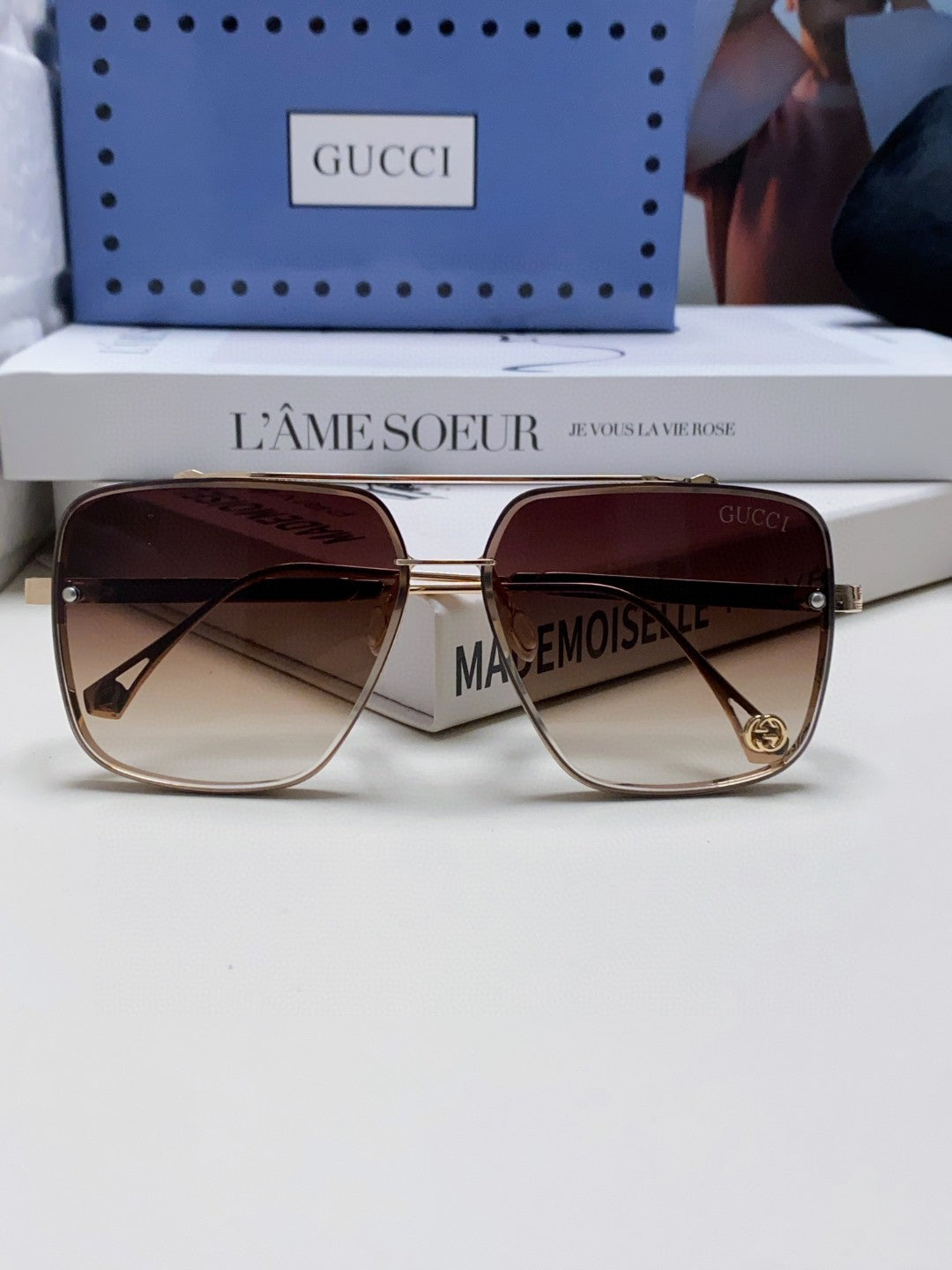 gold metal sun Sunglasses for men - alternate angle view 7