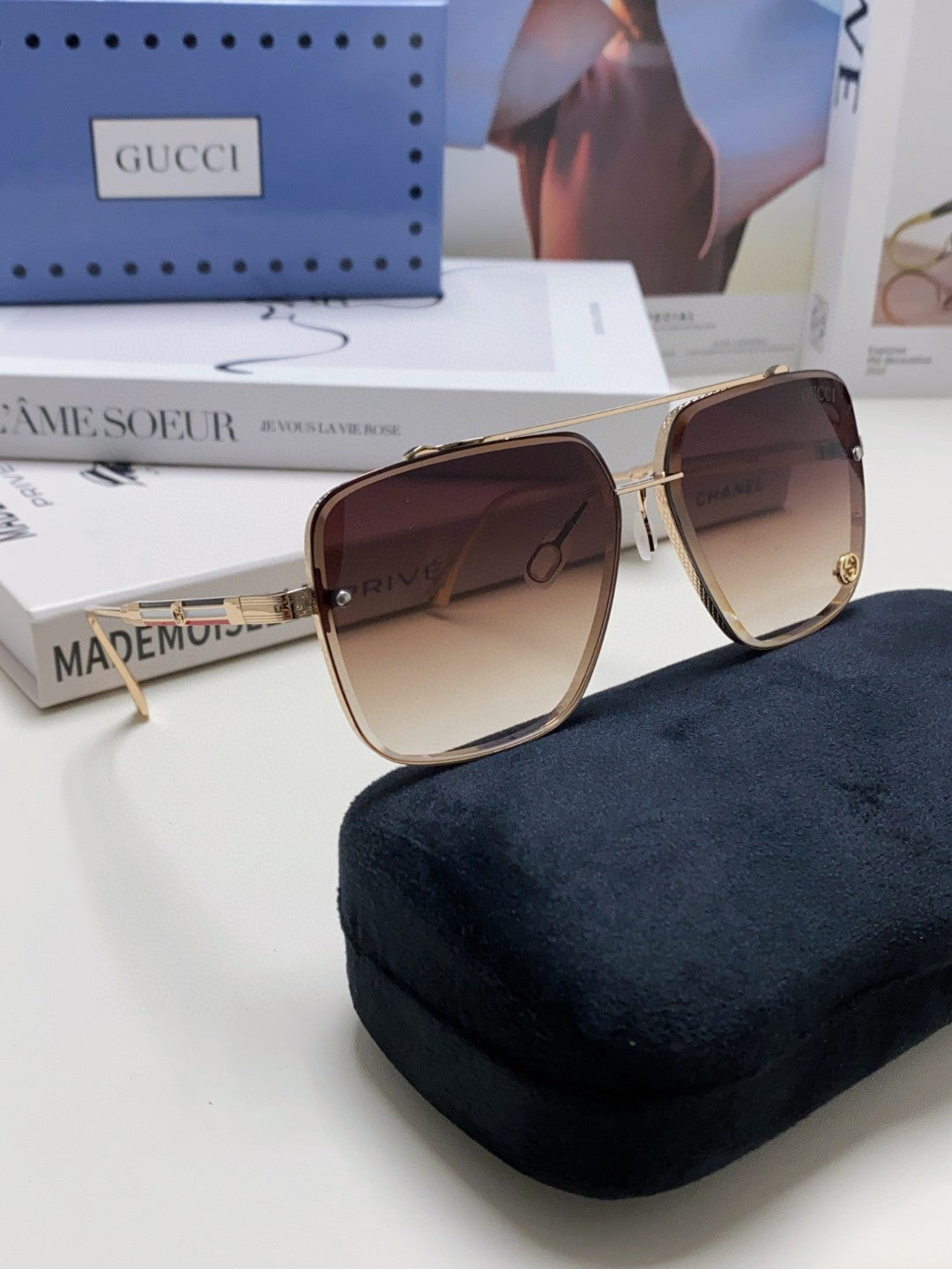 gold metal sun Sunglasses for men - alternate angle view 8
