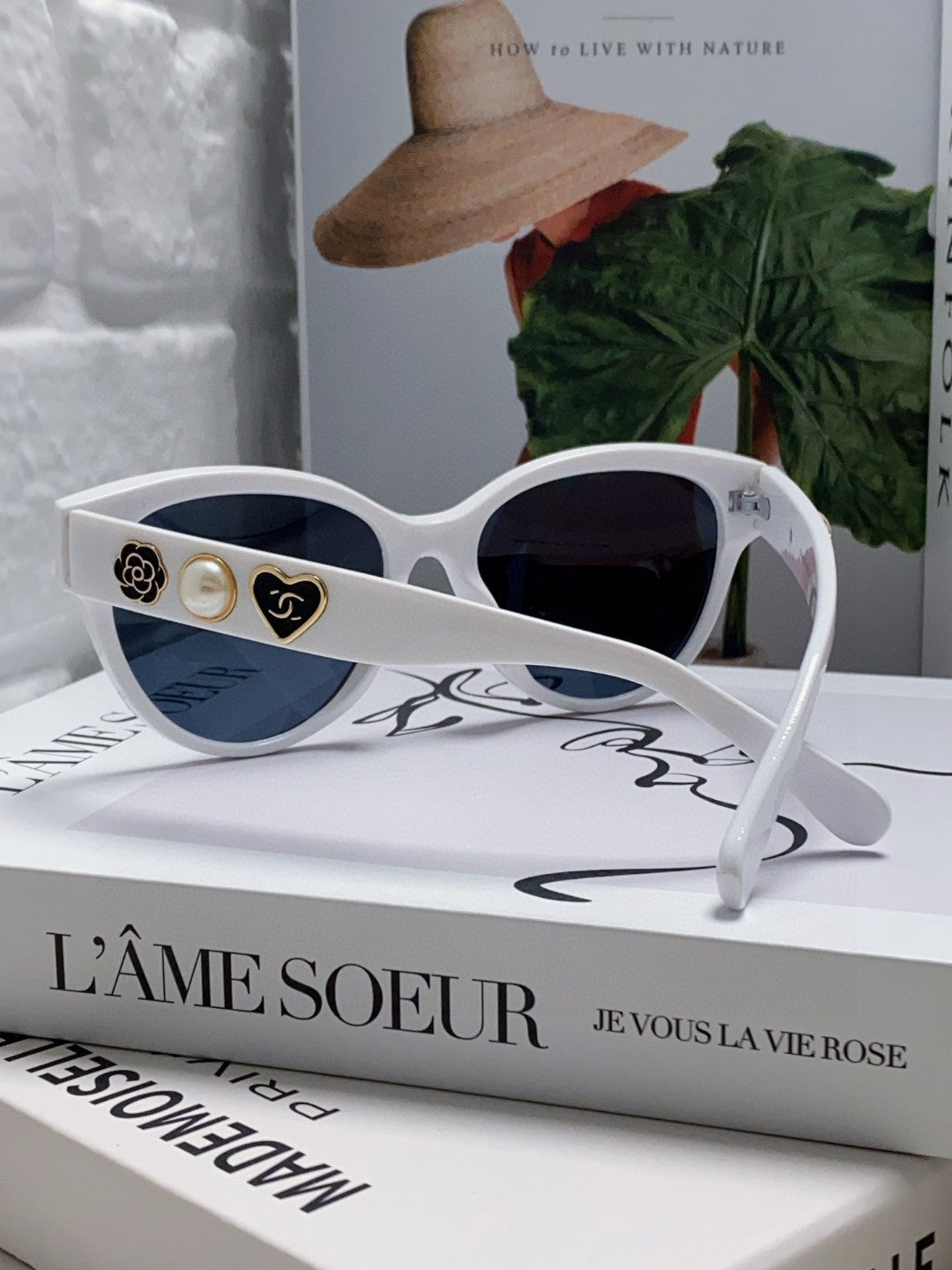purple pearl heart Sunglasses for women - alternate angle view 3