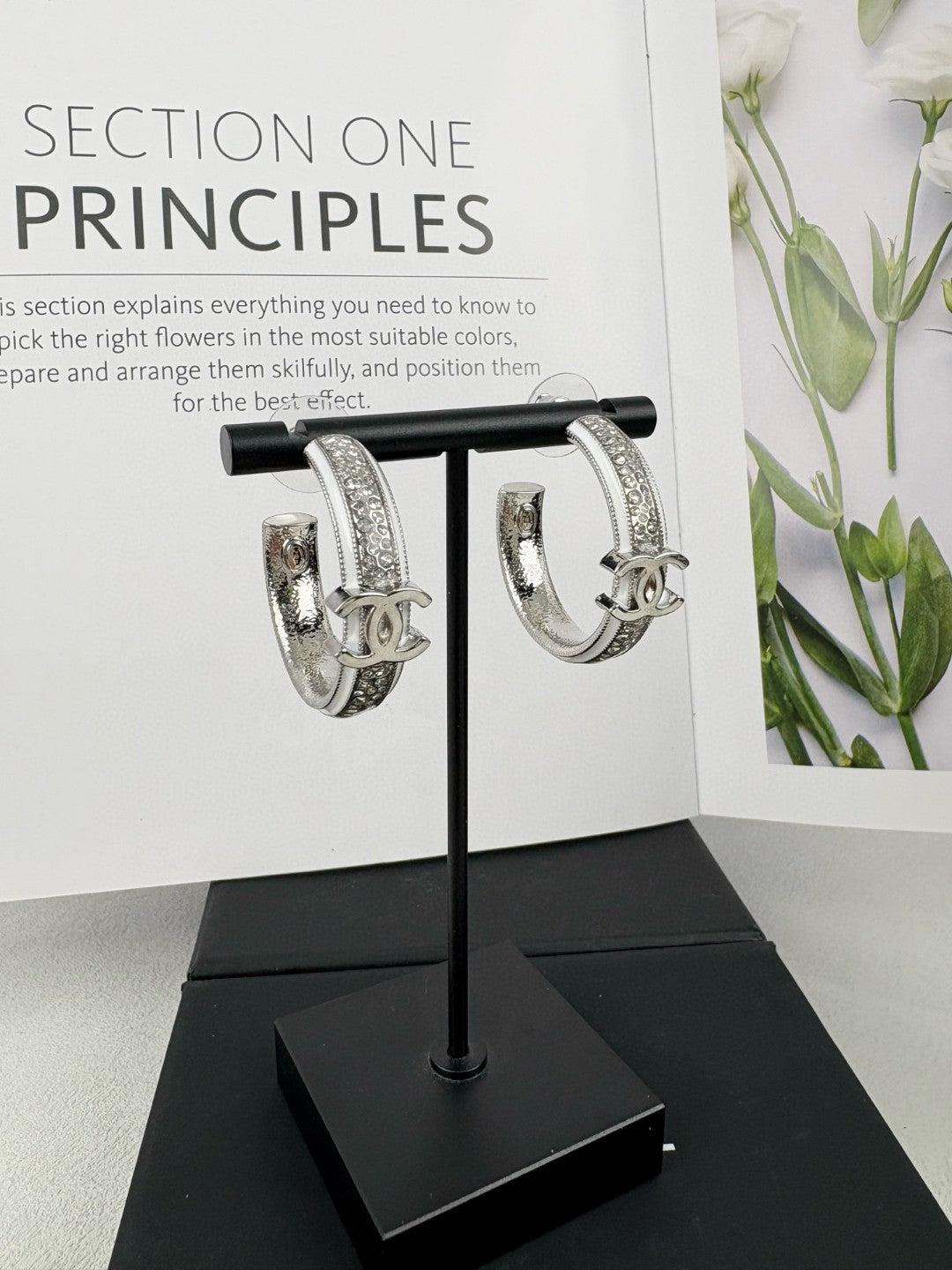 silver resin Stud Earrings for women - alternate angle view 5