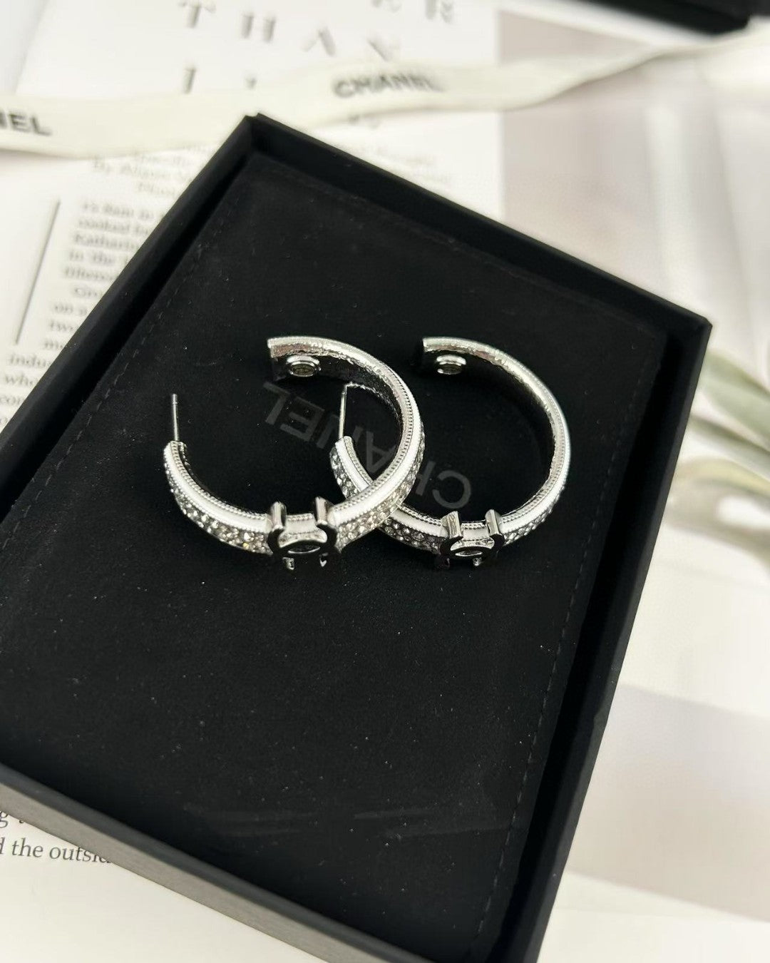 silver resin Stud Earrings for women - alternate angle view 8
