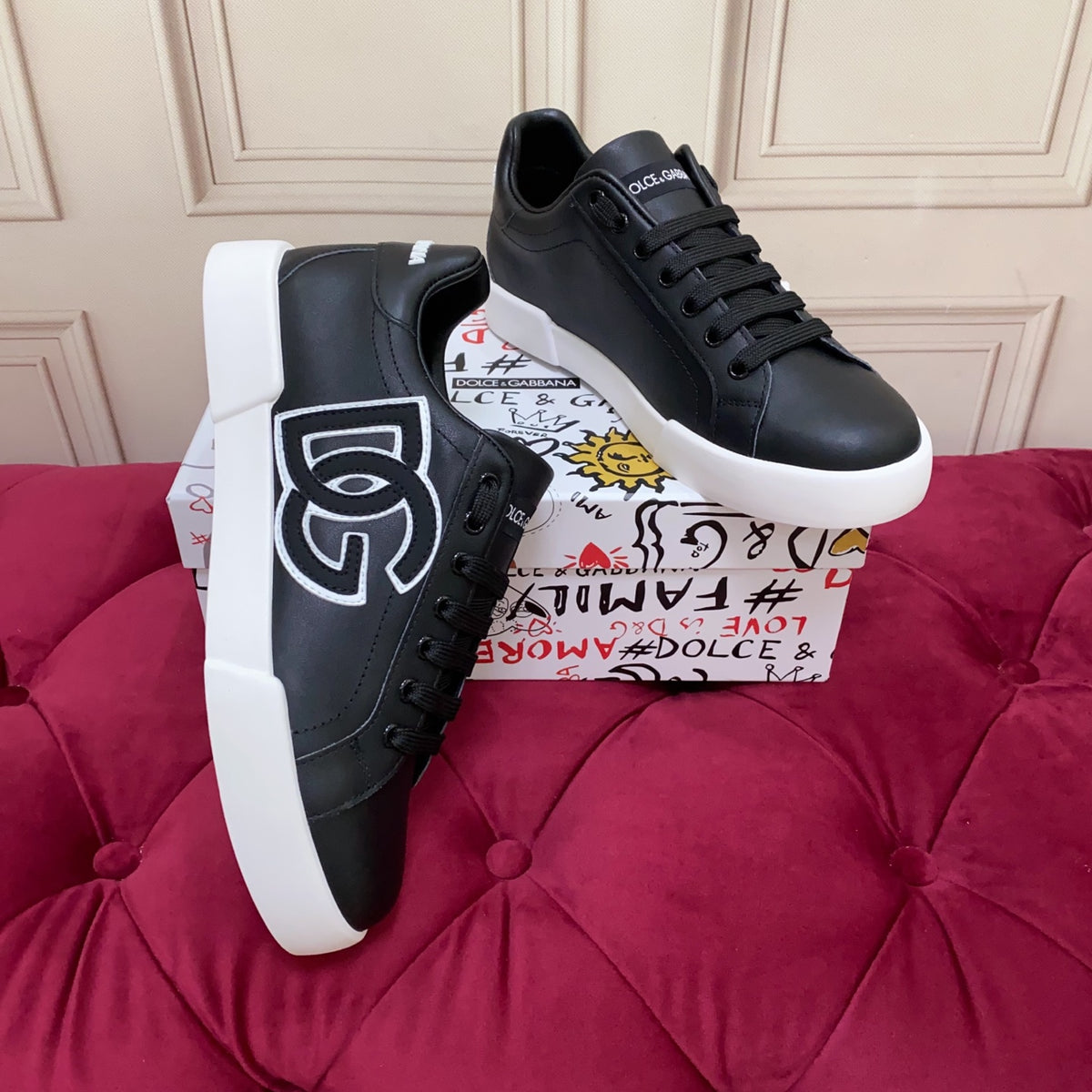 Dolce & Gabbana DG Heavy-Craft Calfskin Sneakers with 5D Accents
