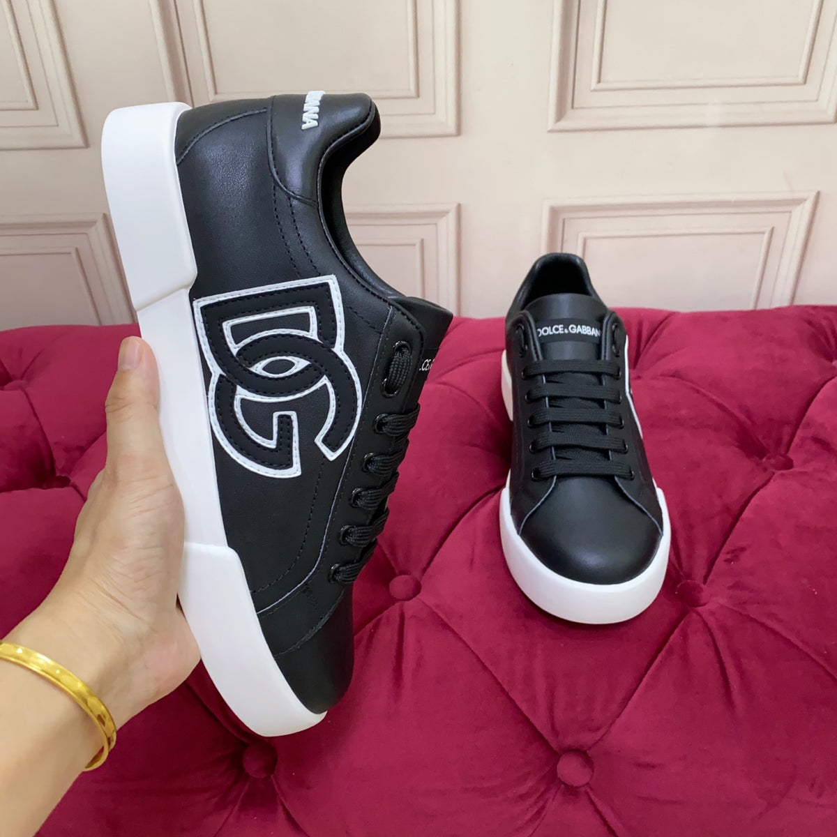 Dolce & Gabbana DG Heavy-Craft Calfskin Sneakers with 5D Accents
