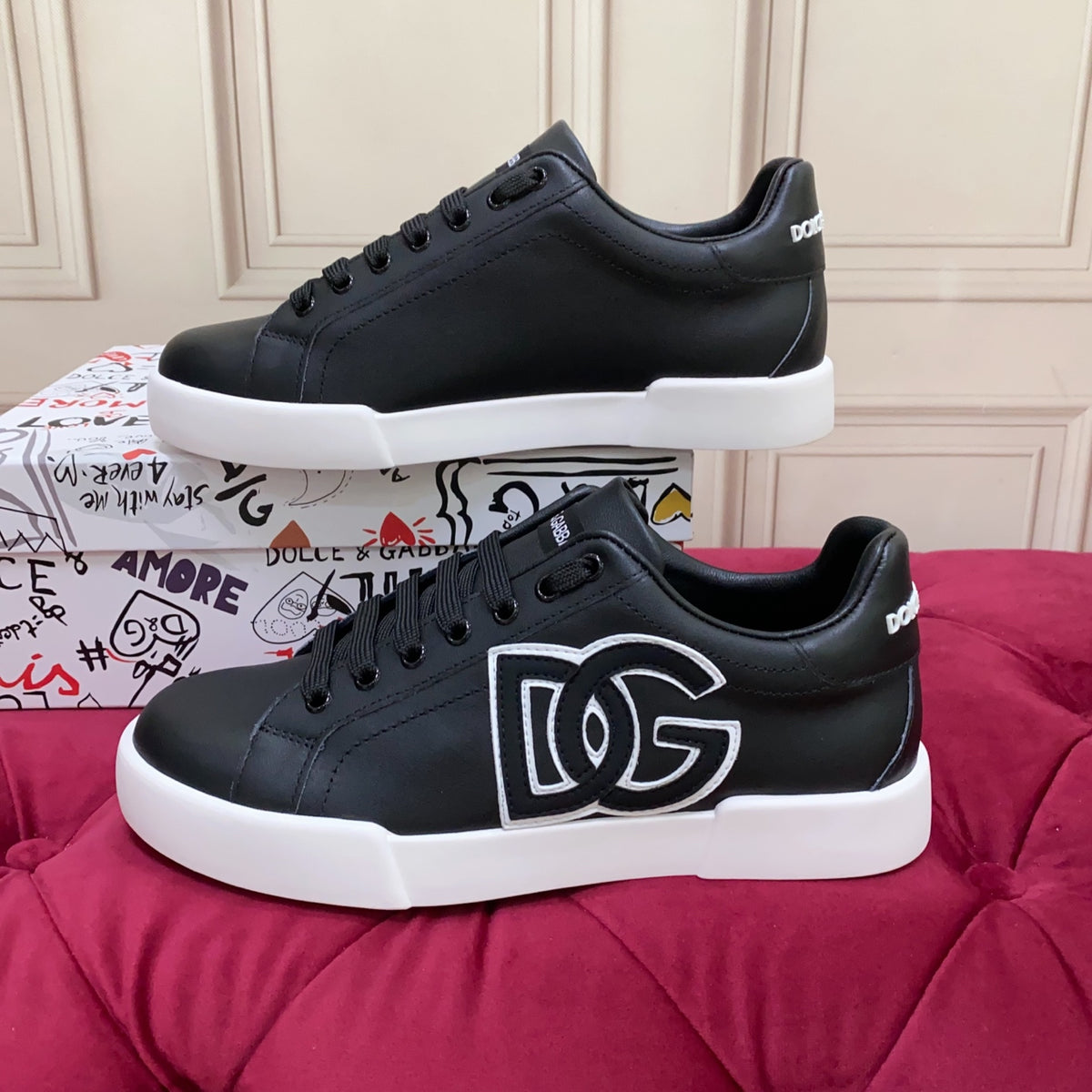 Dolce & Gabbana DG Heavy-Craft Calfskin Sneakers with 5D Accents