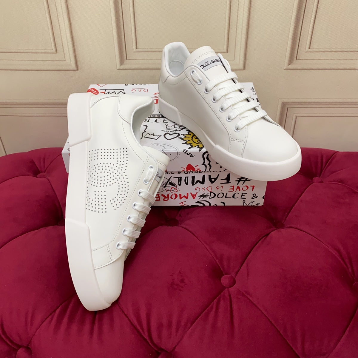 Dolce & Gabbana DG Heavy-Craft Calfskin Sneakers with 5D Accents